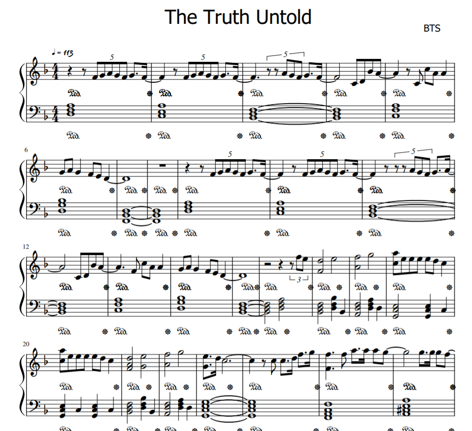 BTS - The Truth Untold sheet music piano